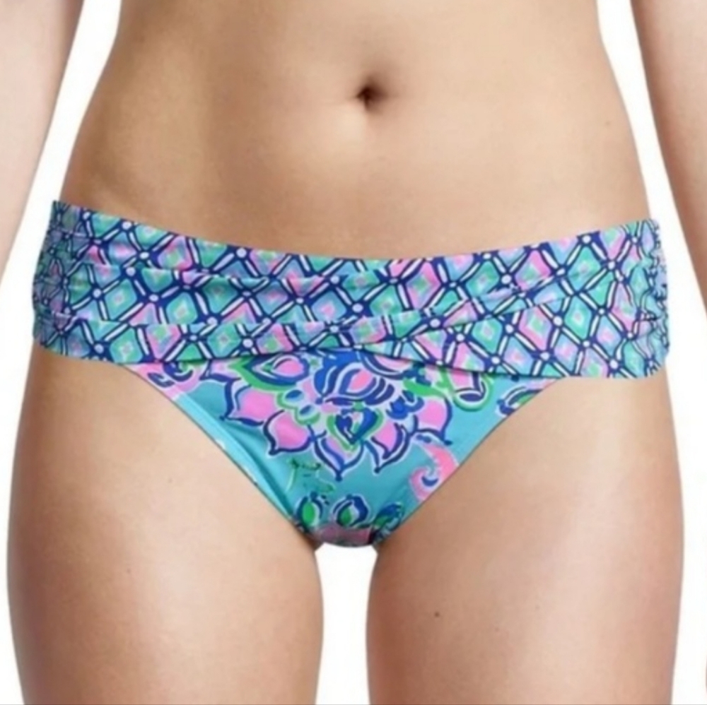 NWT Lilly Pulitzer Blue Horizon Jungle Sunrise Sarong Hipster Bikini Bot…